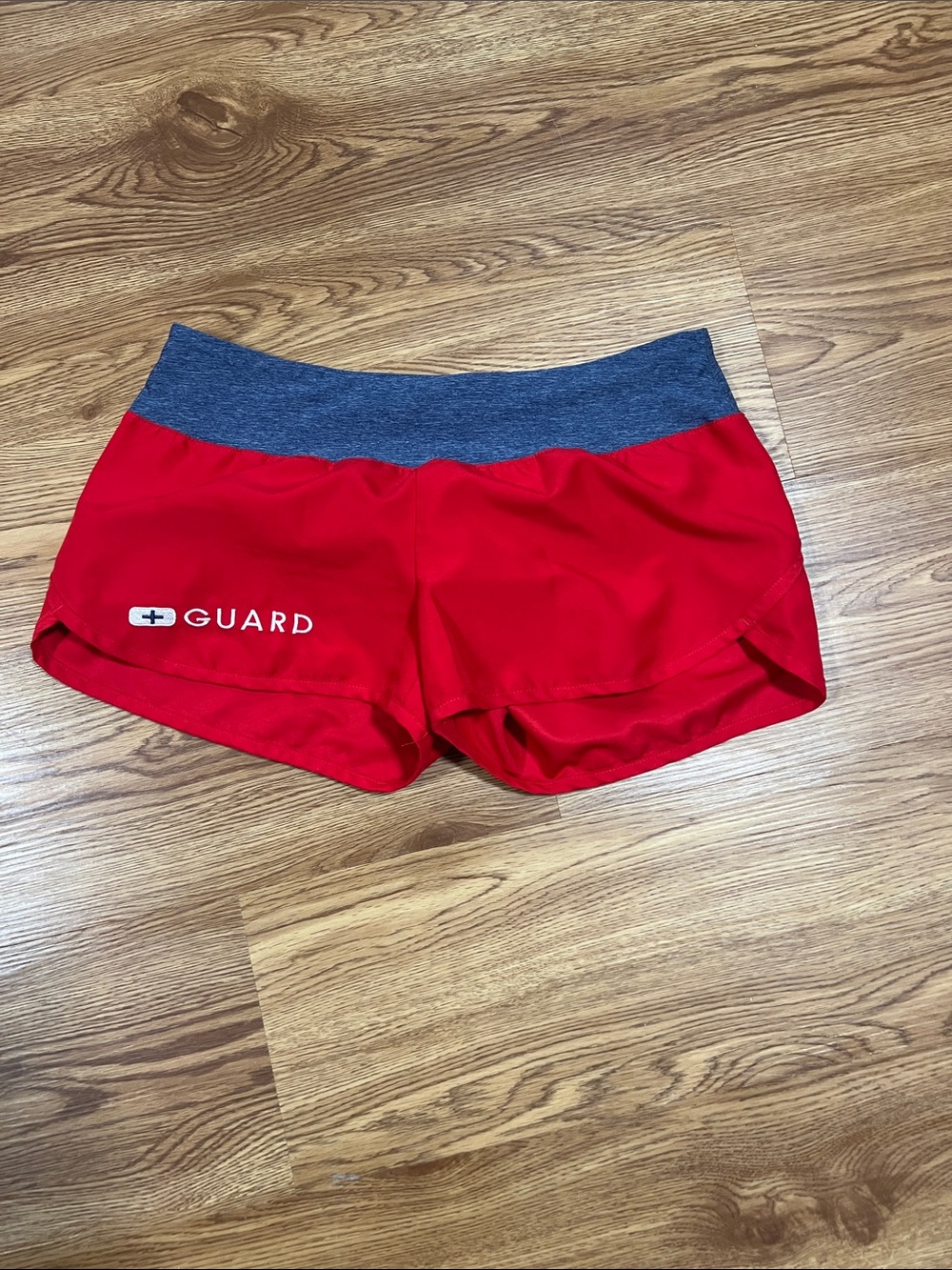 Speedo Red Women's Athletic Shorts with Gray Waistband